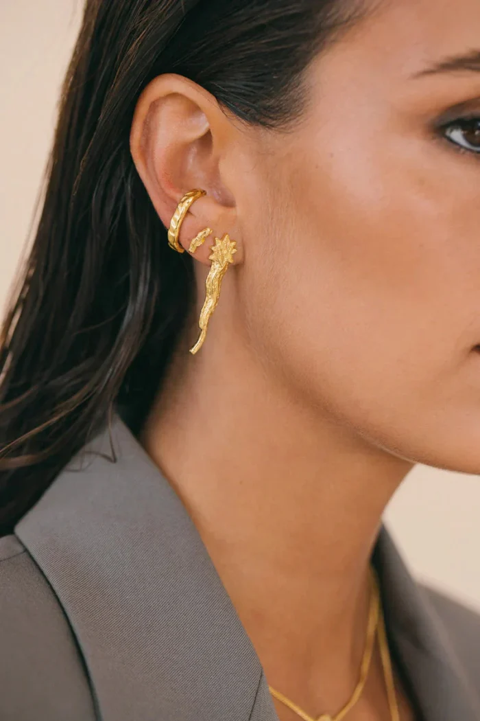 Elegant Curved Textured Earrings - Image 3