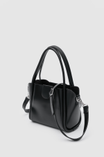 Elegant Black Faux Leather Handbag - Image 4