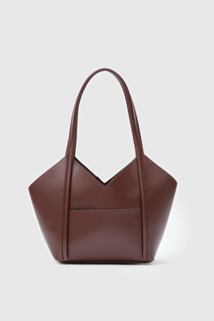 Elegant Brown Faux Leather Handbag - Image 1