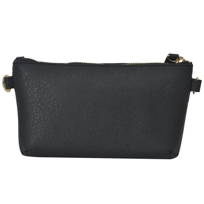 Elegant Black Faux Leather Crossbody Bag - Image 3