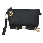 Elegant Black Faux Leather Crossbody Bag - Image 2