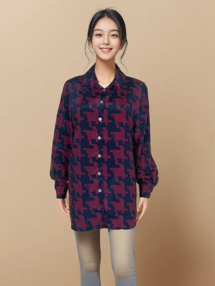 Trendy Patterned Long Sleeve Shirt - Image 1