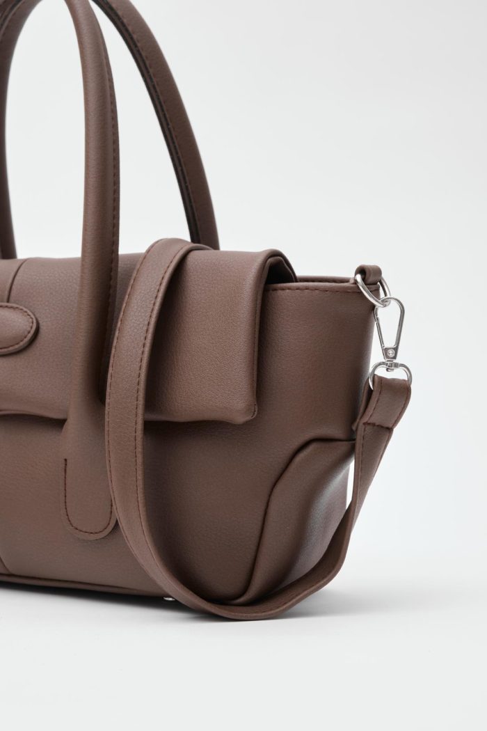 Chic Brown Faux Leather Handbag - Image 5