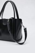 Elegant Black Faux Leather Handbag - Image 3