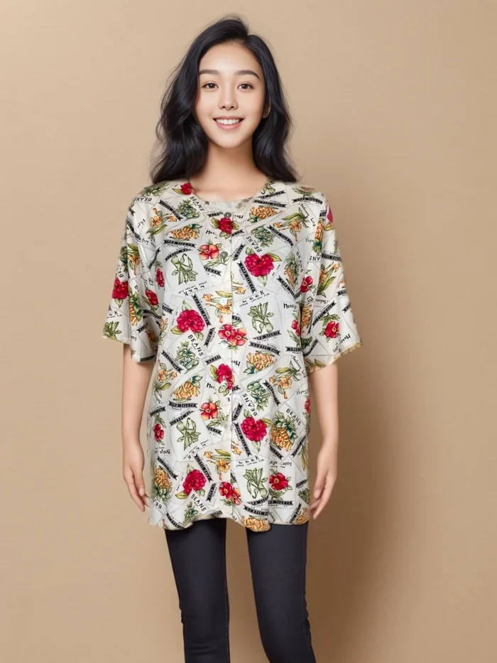 Elegant Floral Pattern Cotton Shirt - Image 1