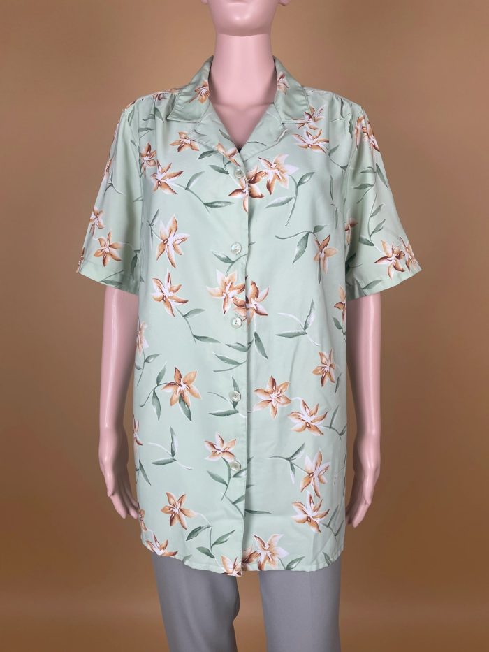 Elegant Floral Printed Satin Shirt - Image 2