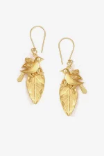 Charming Bird Leaf Dangle Earrings - Image 3