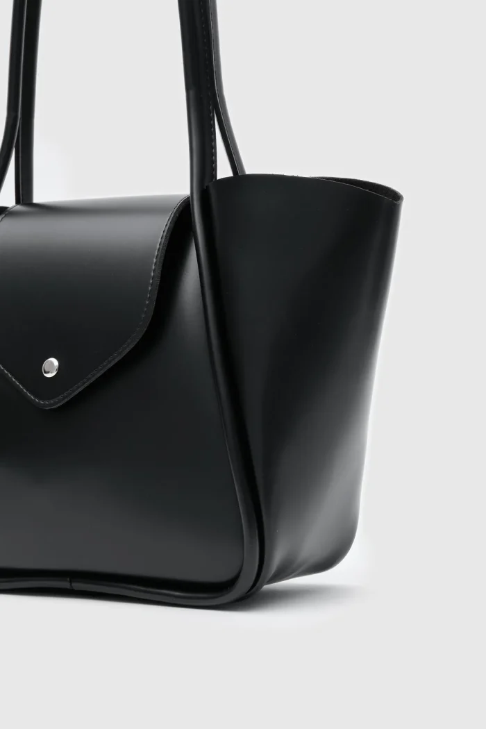 Elegant Black Faux Leather Bag - Image 5