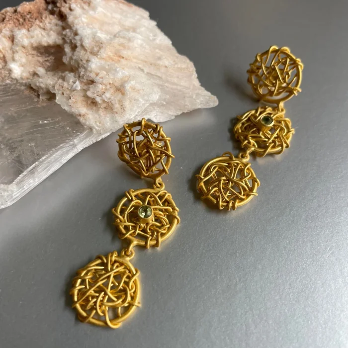 Intricate Wire Mesh Earrings - Image 1