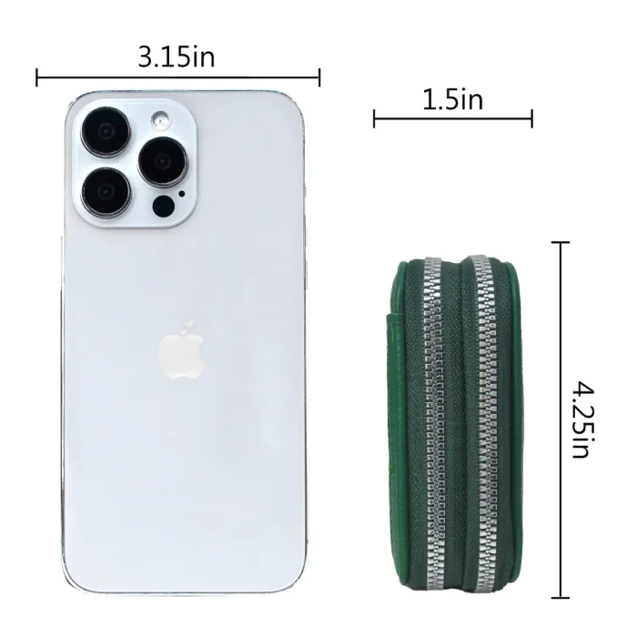 Compact Green Leather Wallet With Id Window - Image 3