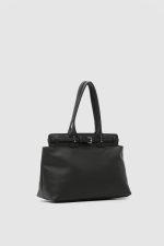 Elegant Black Faux Leather Tote Bag - Image 3