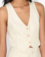 Elegant Linen Sleeveless Vest - Image 2