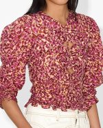 Floral Print Puff Sleeve Blouse - Image 2