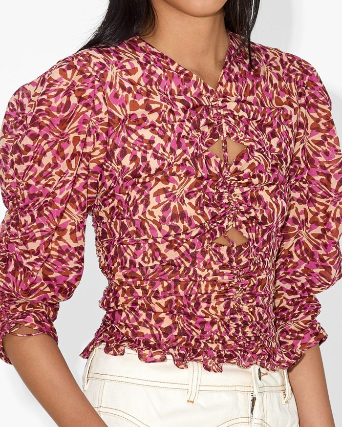 Floral Print Puff Sleeve Blouse - Image 2