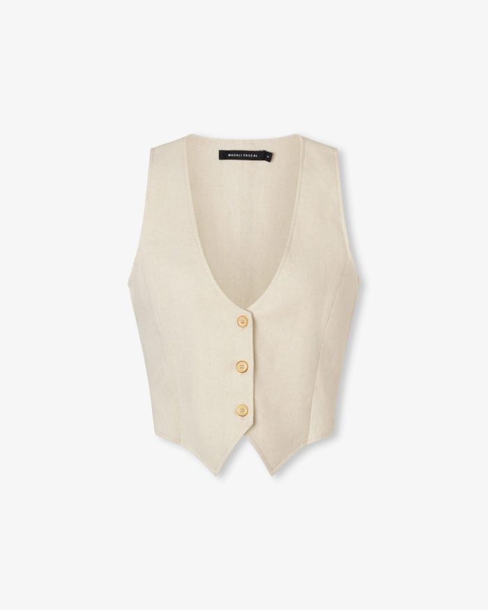 Elegant Linen Sleeveless Vest - Image 5
