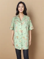 Elegant Floral Printed Satin Shirt