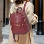 Elegant Burgundy Leather Backpack - Image 8