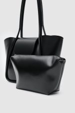 Elegant Black Faux Leather Bag - Image 3