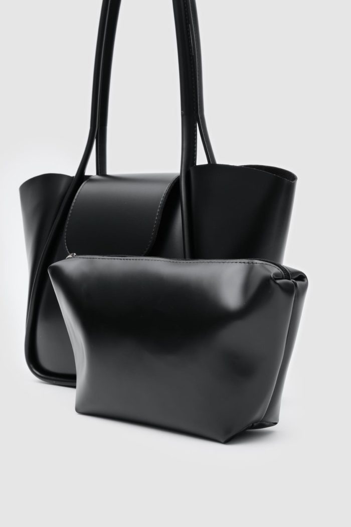 Elegant Black Faux Leather Bag - Image 3