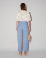 Elegant White Embroidered Blouse With Ruffled Details - Image 4