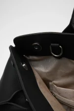 Elegant Black Faux Leather Tote Bag - Image 6