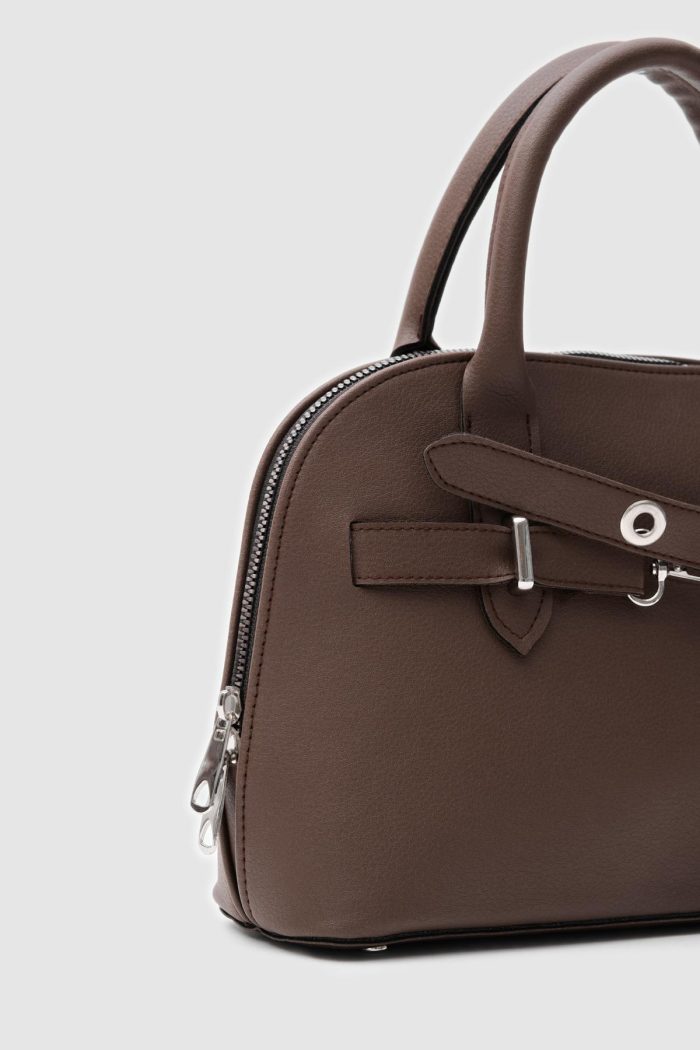 Elegant Brown Faux Leather Handbag - Image 5