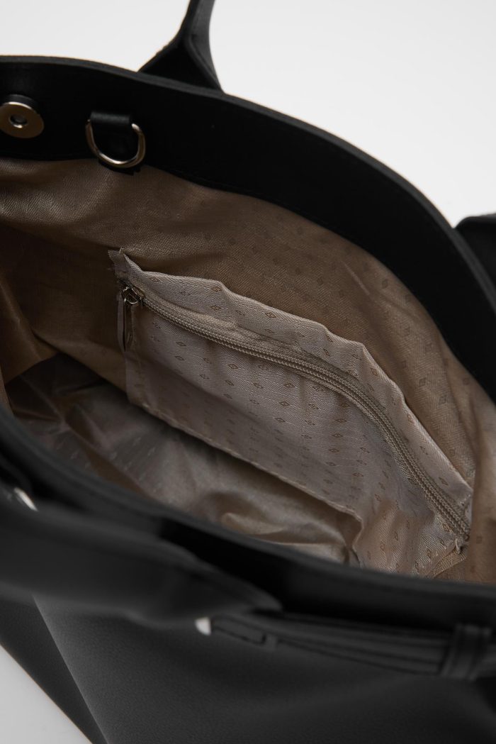Elegant Black Faux Leather Tote Bag - Image 7