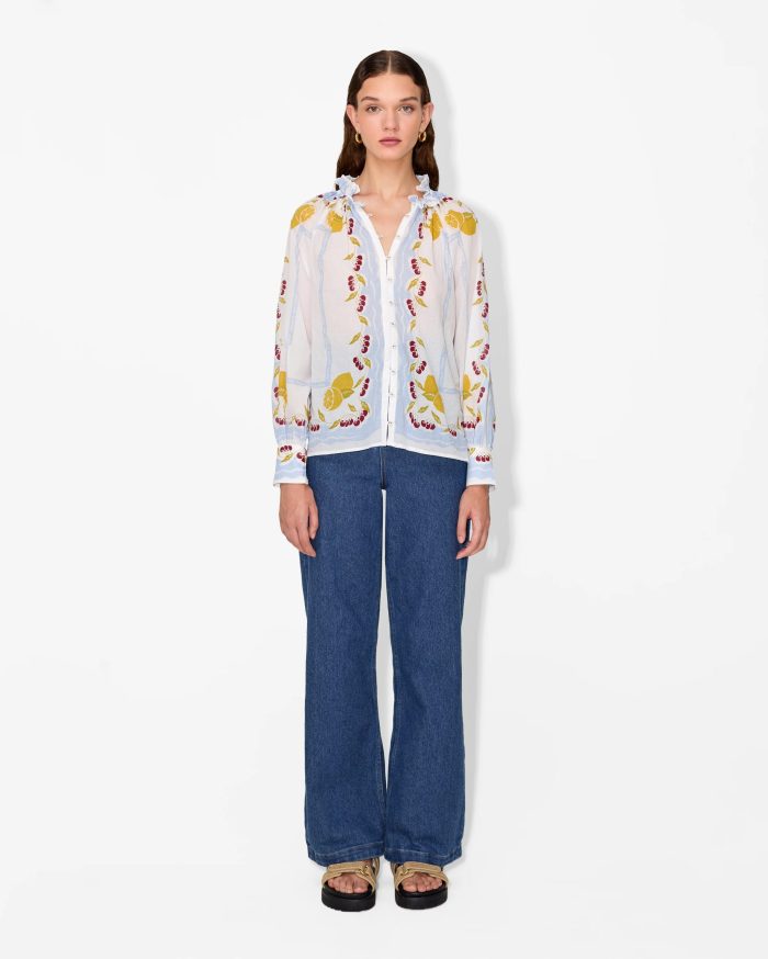 Elegant Sheer Embroidered Blouse - Image 1