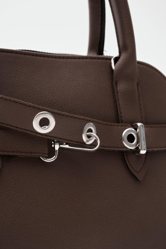 Elegant Brown Faux Leather Handbag - Image 6