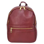 Elegant Burgundy Leather Backpack - Image 2