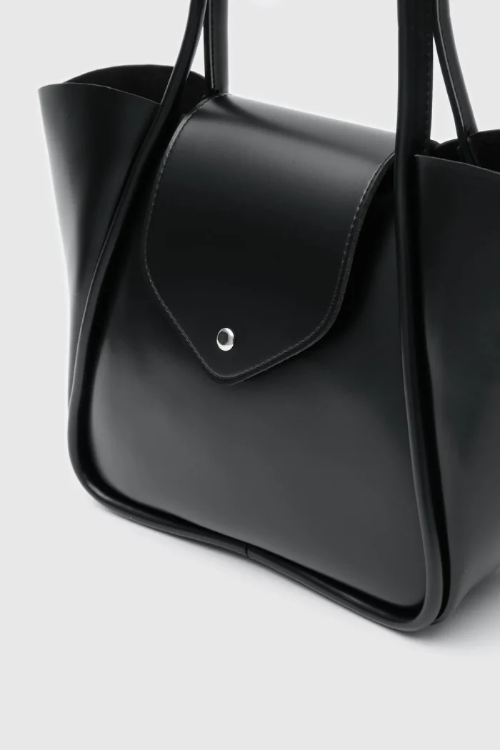 Elegant Black Faux Leather Bag - Image 4