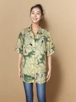 Elegant Floral Printed Short-Sleeve Shirt
