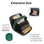 Compact Green Leather Wallet With Id Window - Image 5
