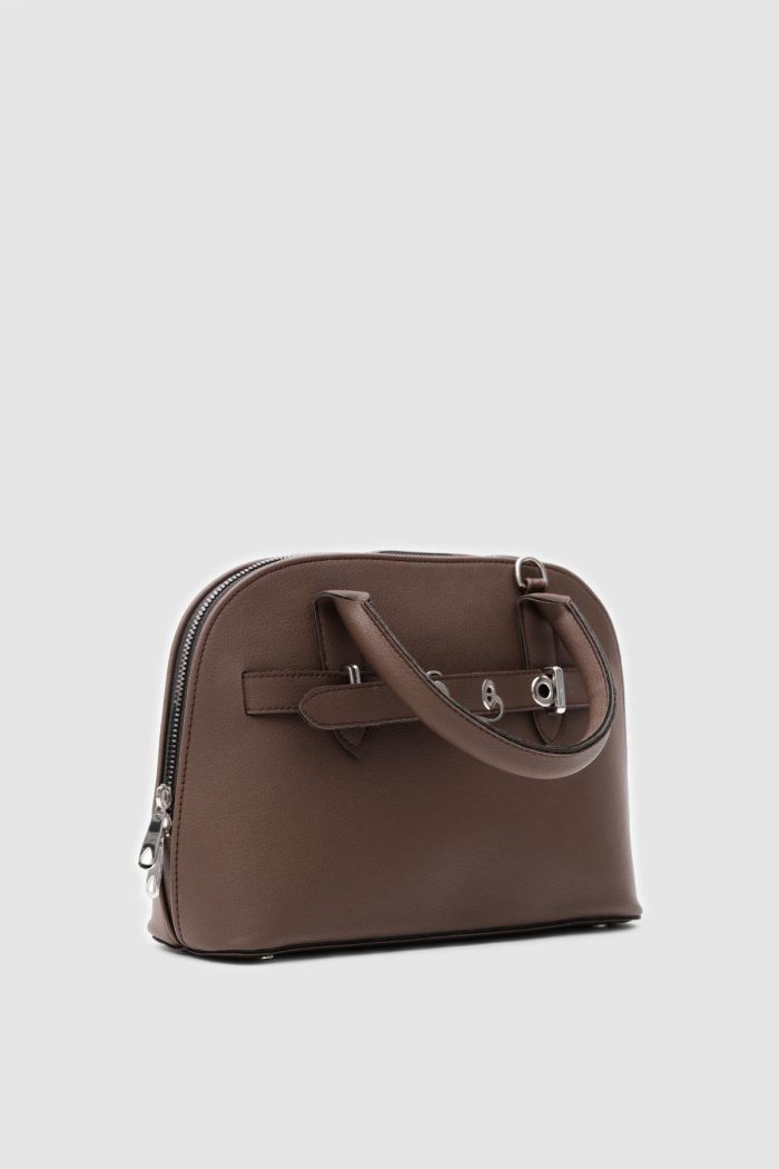 Elegant Brown Faux Leather Handbag - Image 4