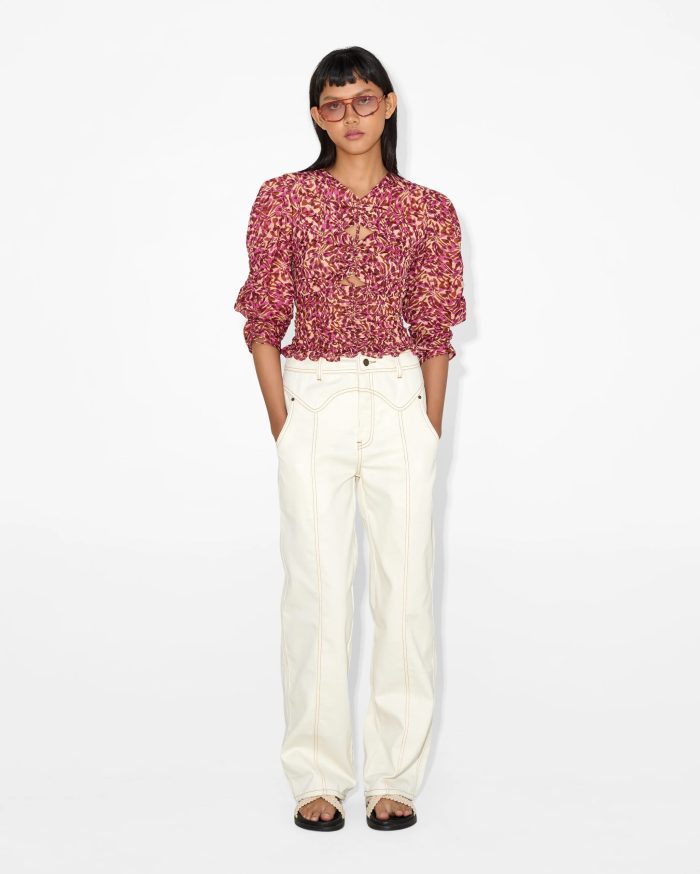 Floral Print Puff Sleeve Blouse - Image 1