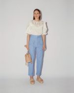 Elegant White Embroidered Blouse With Ruffled Details - Image 2