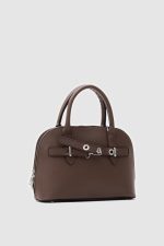 Elegant Brown Faux Leather Handbag - Image 3
