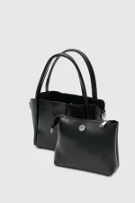 Elegant Black Faux Leather Handbag - Image 2