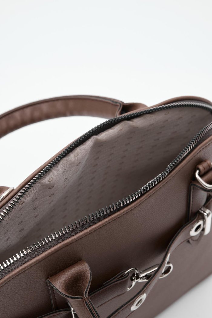 Elegant Brown Faux Leather Handbag - Image 7