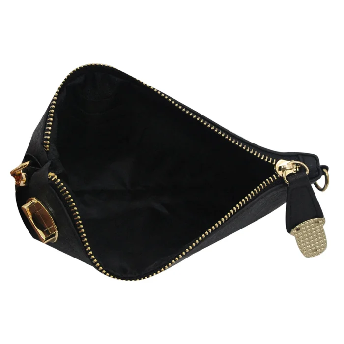 Elegant Black Faux Leather Crossbody Bag - Image 5